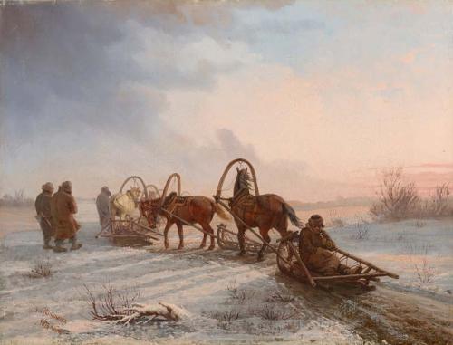 Alexey Akininov 'Winter. Waggon-train'